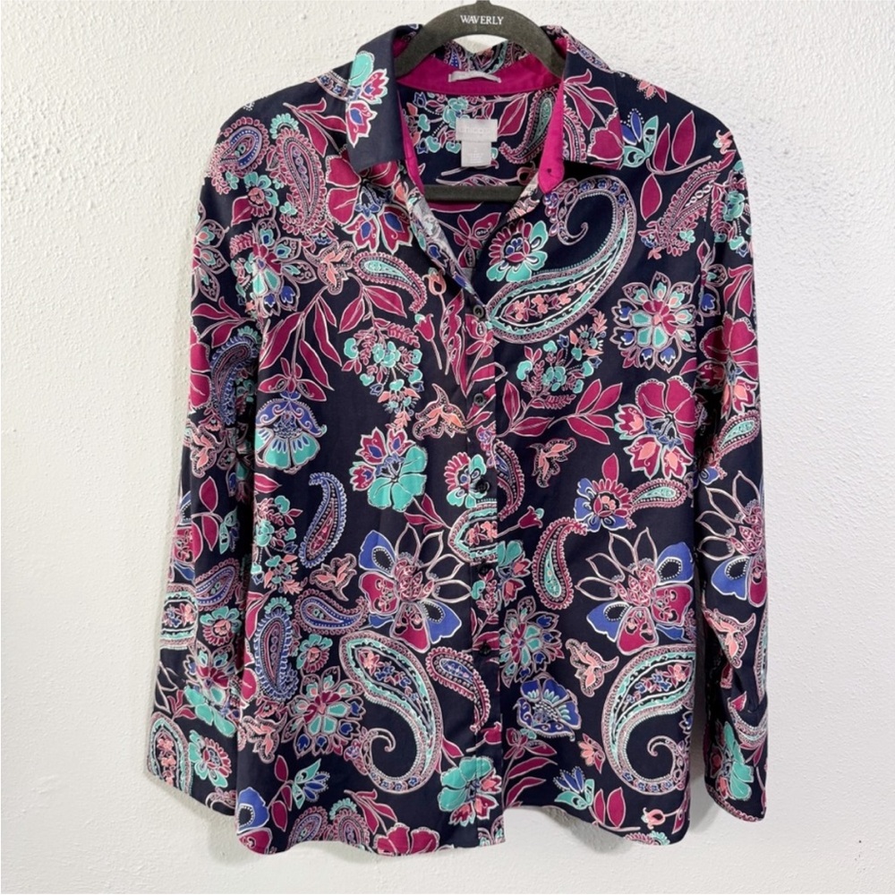 Chico's Women's Paisley Button Down Shirt - Multicolor